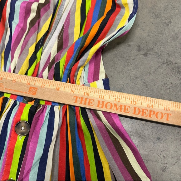 LPA by Revolve Shirred rainbow striped shirt dress button up skirt XXS - Picture 5 of 8